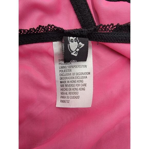 Y2K Pink Black Lace Overlaid Corset Top M Goth Ravewear Lace Up Romantic Fairy - Picture 7 of 8